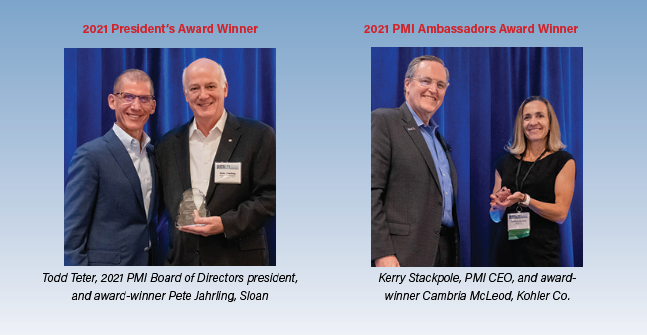 2021 President's Award winner Todd Teter, and 2021 Ambassadors Award winner Cambria McLeod