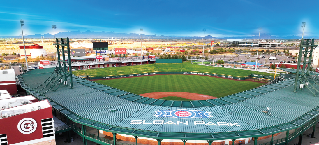 view of sloan park baseball field